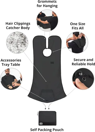 Miniatura 4 de BEARD KING Delantal con babero para barba, como se ve en Shark Tank, regalos para él, rellenos de calcetines para hombres, regalo para hombres Negro