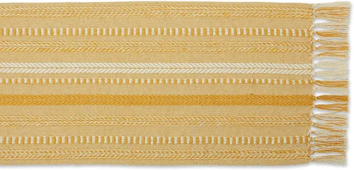 Miniatura 2 de DII Farmhouse - Camino de mesa trenzado a rayas, 15 x 72 (15 x 77, con flecos incluidos), oro miel Miel Gold