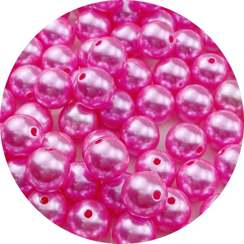 Miniatura 37 de 100 cuentas de perlas para manualidades, perlas de resina de 0.47 pulgadas para hacer joyas, cuentas redondas a granel con agujero para collares