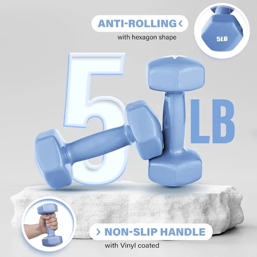 Miniatura 4 de Yes4All Mancuernas Hexagonales de Vinilo - Juego de 2 Mancuernas para Gimnasio en Casa y Entrenamiento de Fuerza (Opciones de Peso de 2-15 libras)