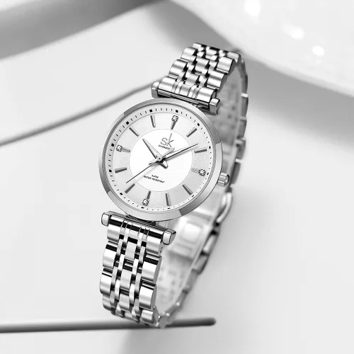 Miniatura 4 de SHENGKE SK Classic - Reloj de vestir para mujer, correa de acero inoxidable sólido