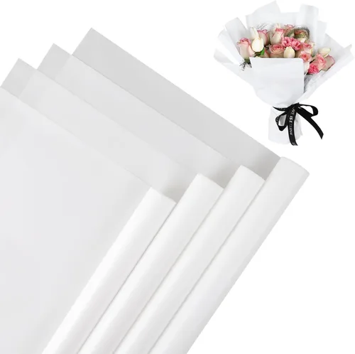 Miniatura 10 de NESCCI Papel de regalo de flores de 20 hojas, papel de regalo de ramo floral impermeable, suministros de floristería, papel de embalaje para boda