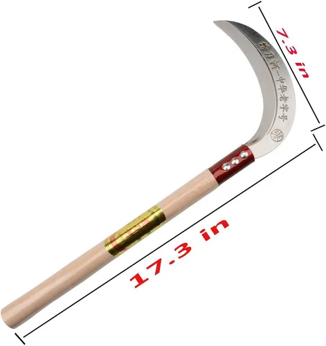 Miniatura 4 de Hoz de acero para hierba, hoz limpiadora, hoja de acero al manganeso/mango de madera dura herramienta de hoz manual - Hoz de hierba multiusos
