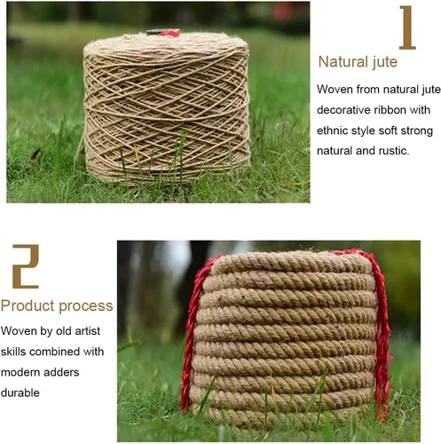 Miniatura 4 de Cuerda de cáñamo de yute de 0.315 in, cuerda de yute natural, cuerda de cáñamo, cuerda náutica, cuerda de arpillera, cuerda de yute natural