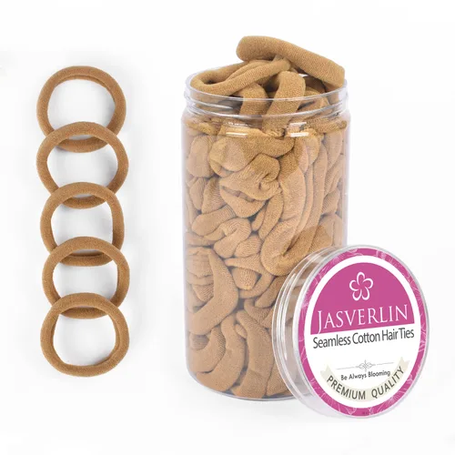 Miniatura 15 de JASVERLIN Lazos suaves para el cabello, bandas elásticas de algodón sin costuras para mujeres y niñas, sin daños, coleteros pequeños para cabello
