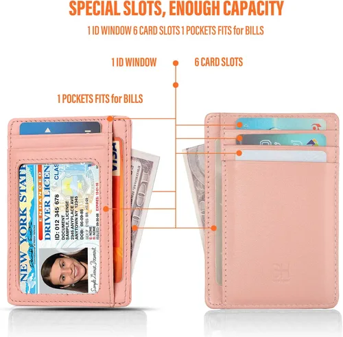 Miniatura 6 de GH Gold Horse Slim RFID - Soporte para tarjetas con sistema de bloqueo billetera de cuero de bolsillo frontal minimalista para mujer