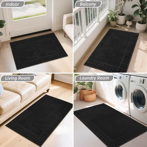 Miniatura 8 de BEQHAUSE Alfombra Antideslizante para Puerta Principal Alfombra Lavable de Bajo Perfil para Entrada Alfombras para Puerta Principal Trampa para Negro