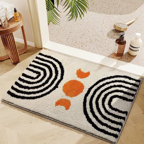 Miniatura 2 de Alfombras de Baño Bohemias Bonita Alfombra de Baño Bohemia Antideslizante de Microfibra Alfombrilla de Baño Abstracta para Dormitorio Alfombra Beige