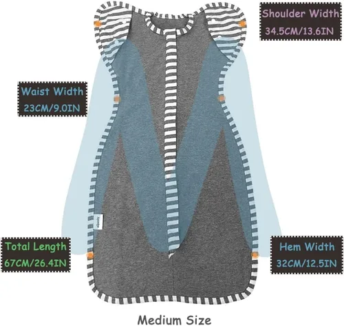 Miniatura 6 de Saco de manta de bebé con diseño sin brazos, transición a brazos sin brazos, para niñas y niños recién nacidos, mediano de 3 a 6 meses, color azul