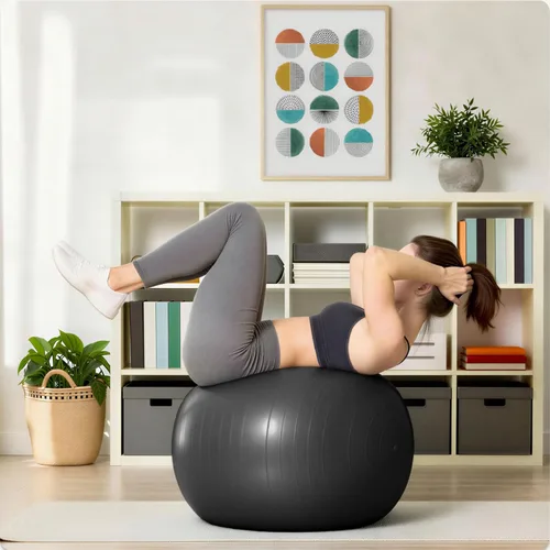 Miniatura 4 de Amazon Basics - Pelota antiestallido para ejercicios con bomba, diámetro de 23-26" Negro