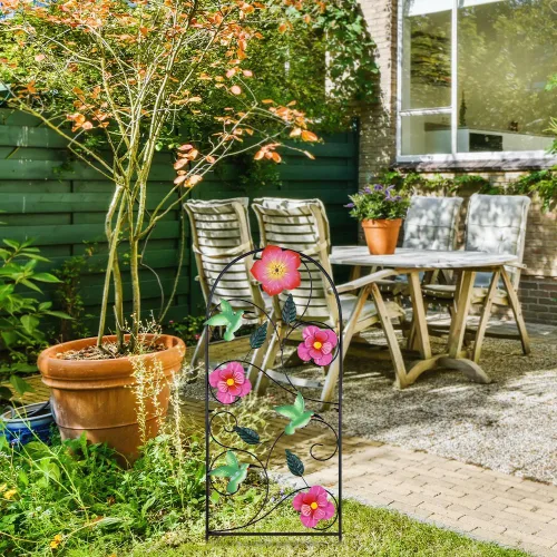 Miniatura 6 de YEAHOME Decoración de jardín para exteriores, estacas decorativas de colibrí de 33 pulgadas con flores rosas para decoración de jardín de primavera