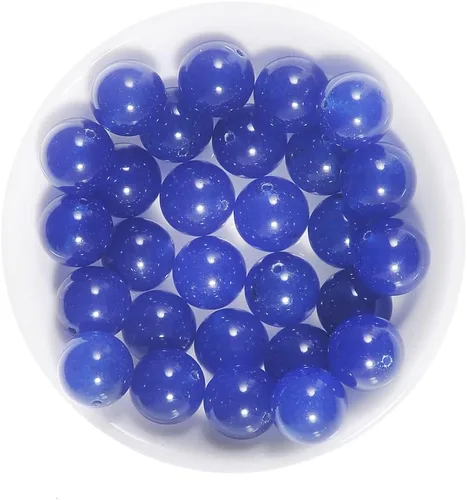 Miniatura 3 de Cuentas redondas de calcedonia sueltas de piedra natural de 0.315 in para hacer joyas, hechas a mano, aproximadamente, 48/unids Azul zafiro