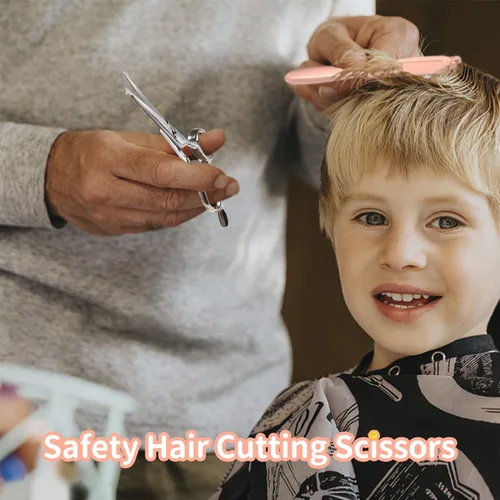 Miniatura 4 de CIICII Kit de tijeras de corte de pelo para niños, juego de tijeras de corte de pelo de punta redonda de seguridad