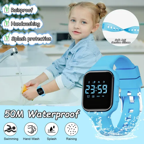 Miniatura 3 de GOLDEN HOUR Relojes deportivos digitales para niños con rastreador de fitness, reloj despertador, cronómetro, sin aplicación, regalos de cumpleaños