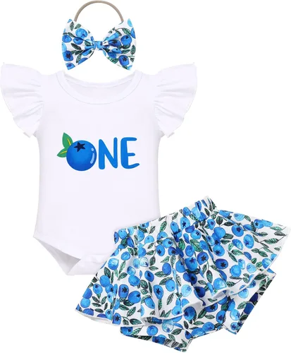 Miniatura 16 de IMEKIS Traje de 1er cumpleaños para bebé niña con estampado de girasol y durazno + pantalones cortos con volantes + diadema para sesión de fotos