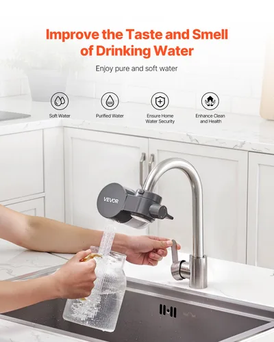 Miniatura 2 de VEVOR Filtro de agua de montaje en grifo, purificador de agua horizontal para grifo de fregadero, filtros de fibra de carbono, elimina el plomo