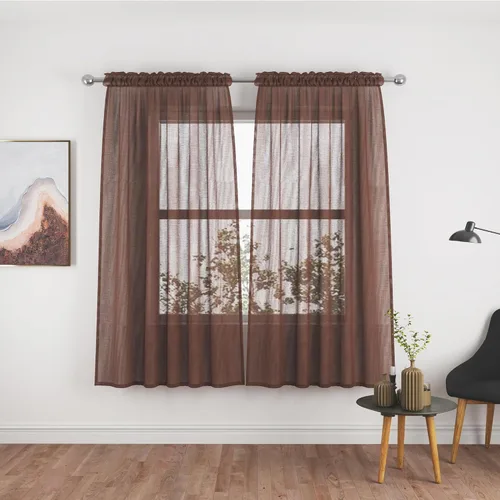Miniatura 92 de UPOPO Paneles de Cortina Beige Pequeños Cortinas Transparentes de Gasa de 16 Pulgadas de Largo Cortinas de Cocina de Voile con Textura de Lino
