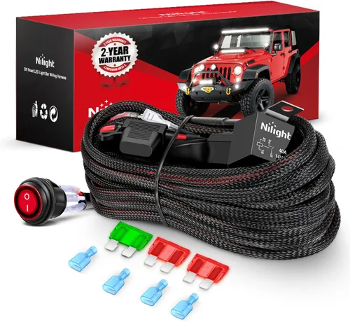Miniatura 16 de Nilight Kit de arnés de cableado de barra de luz LED de cobre, 1 cable de 12 AWG resistente 12 V, interruptor de encendido y apagado, fusible