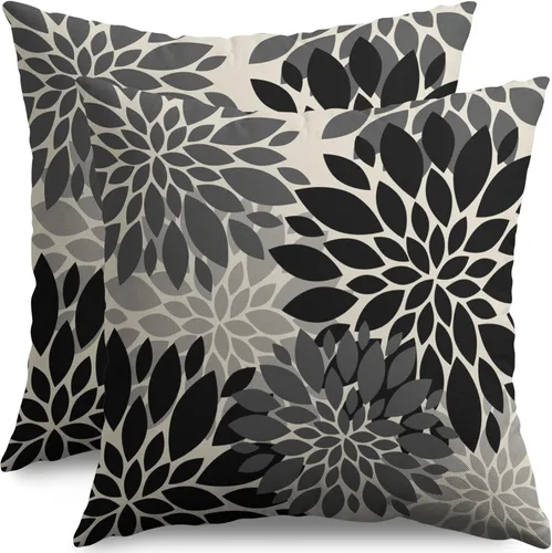 Miniatura 75 de Fundas de Almohada Azul Aguamarina 16X16 Pulgadas Juego de 2, Flores de Dalia Primavera Verano Floral Crema Fundas de Almohada Decorativas