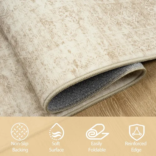 Miniatura 4 de 5x7 Area Rugs for Living Room Rug Washable: Abstract Rug for Dining Room Bedroom Carpet Non Slip 5 by 7 Indoor Modern Nursery Home Office Beige