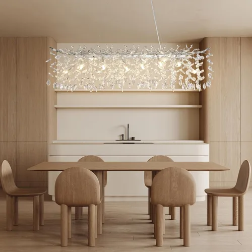 Miniatura 14 de YUYI Lámpara colgante de cristal de 8.3 pulgadas para isla de cocina, modernos candelabros de rama de árbol dorados, lámpara colgante redonda