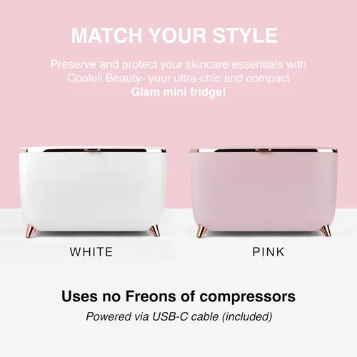 Miniatura 6 de Cooluli Glam Mini Refrigerador para el Cuidado de la Piel de 9L - Mini Refrigerador Rosa para Accesorios de Cuidado de la Piel, Maquillaje, Blanco