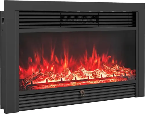 Miniatura 11 de Giantex Inserto de chimenea eléctrica de 28.5 pulgadas, empotrado/montado en la pared, chimenea independiente con control remoto, 3 llamas