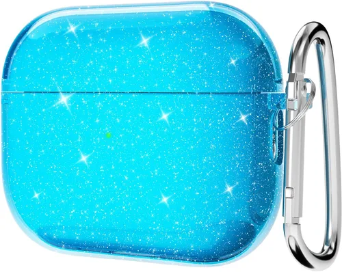 Miniatura 6 de Svanove Funda para Airpods Transparente con Purpurina, Funda Brillante y Bonita para Airpods de 1ª y 2ª Generación con Llavero, Carcasa Rígida