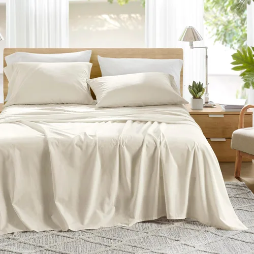 Miniatura 40 de Comfort Spaces Sábanas 100% algodón tamaño individual, transpirables, naturalmente frescas, sábanas de algodón suave con bolsillo elástico de 14