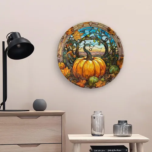 Miniatura 5 de Platos decorativos, diseño de cristal de arce y calabaza, plato de cerámica para el hogar con soporte de exhibición, decoración para colgar