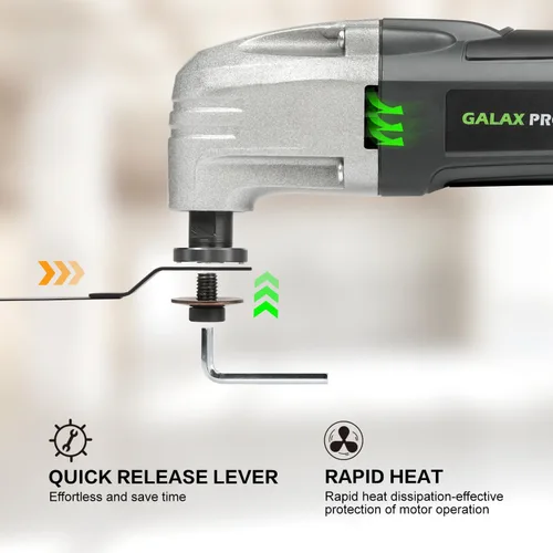 Miniatura 4 de GALAX PRO Multiherramienta oscilante 22000 OPM 2.0A, ángulo oscilante de 3 grados con 3 hojas de sierra, 1 placa de lijado de hoja semicírcula, 6