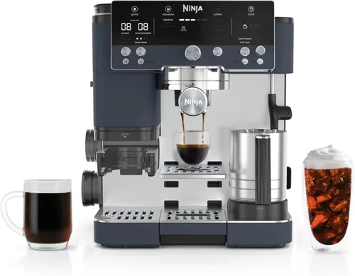 Miniatura 14 de Ninja Luxe Café 3 en 1 - Máquina de café expreso, café por goteo y café frío Molinillo de café integrado, espumador de leche, manipulación Acero