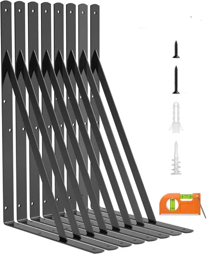 Miniatura 8 de LuckIn Paquete de 12 soportes de estante resistentes, soportes de estante de pared de 10 pulgadas para estantes flotantes de 10 y 12 pulgadas