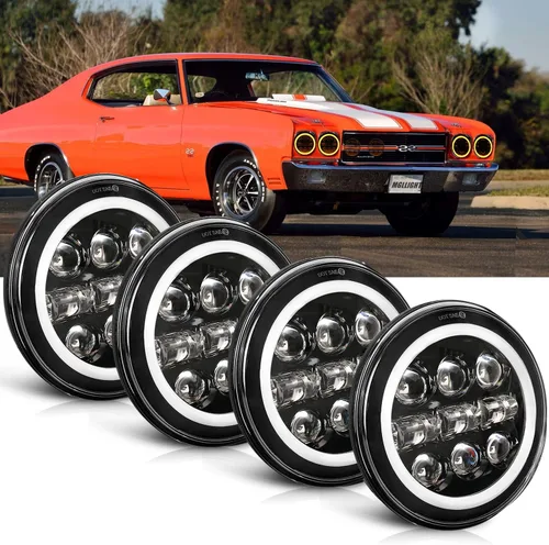 Miniatura 8 de Faro LED de 5-3/4 de 5.75 pulgadas con halo LED blanco ámbar compatible con Challenger Gran Torino Oldsmobile Cutlass Plymouth Fury Muscle Cars