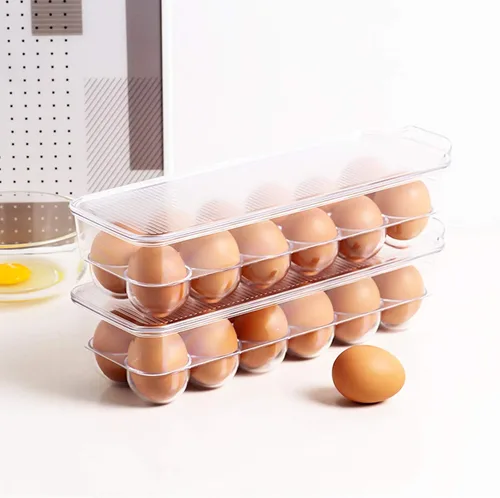 Miniatura 4 de JAMOR Caja de almacenamiento de huevos de 12 rejillas para refrigerador, bandeja para huevos con tapa, estante apilable para huevos, caja