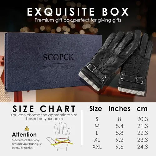 Miniatura 7 de Guantes de piel de oveja genuina para hombres, guantes de invierno cálidos para pantalla táctil, para conducir, motocicleta, guantes forrados
