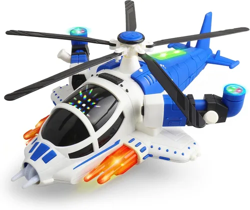 Helicóptero de juguete con luces para niños pequeños, avión de juguete giratorio 360° con música y Bump & Go, regalo de cumpleaños para niños de 3 a