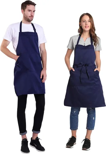 Miniatura 2 de BIGHAS - Delantal ajustable con babero y lazos largos, disponible en 18 colores, ideal para chefs, cocina, hogar, restaurante, mujeres, hombres