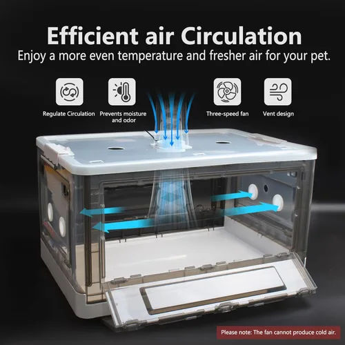 Miniatura 3 de Incubadora para cachorros con calefacción y ventilador, incubadora ideal para cachorros y gatitos, asegura una buena ventilación y control