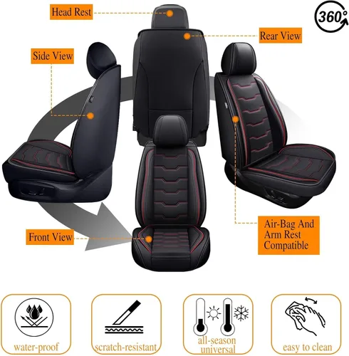 Miniatura 6 de DISUTOGO Fundas de Asiento Delantero para Coche Compatibles con Subaru Forester 2007-2024 2025 Fundas de Asiento de Cuero Sintético Impermeables