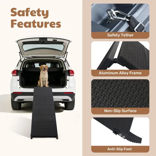 Miniatura 3 de Rampa extra larga de 71 pulgadas para perros grandes, marco de metal resistente para vehículos utilitarios deportivos, camiones y automóviles