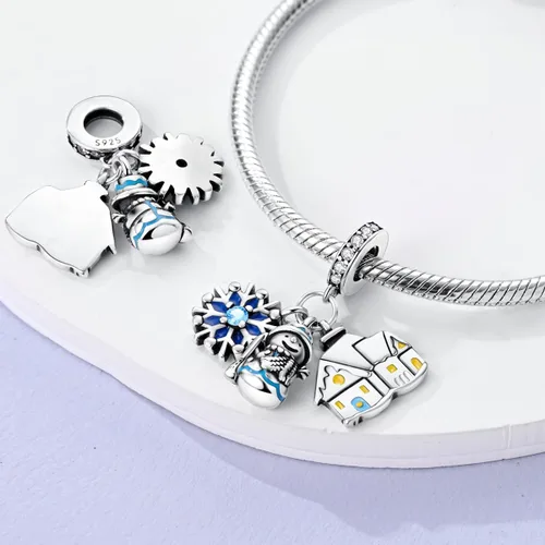 Miniatura 78 de MULA - Dijes de plata de ley 925 para pulseras y collares, colgantes de letras para la familia, cuentas de viaje en avión, dijes de árbol
