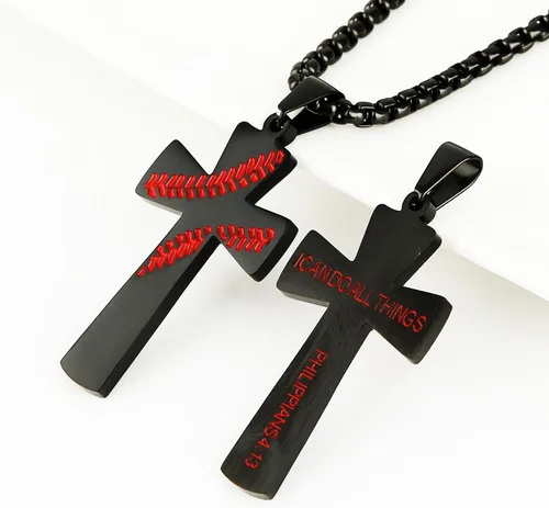 Miniatura 2 de HZMAN - Dije de cruz de béisbol, cadena de 24