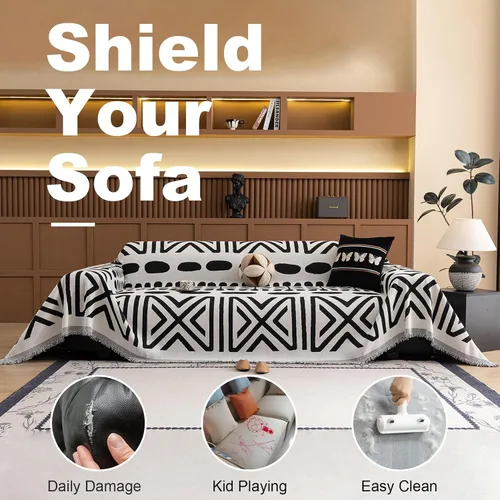 Miniatura 127 de VClife Fundas de sofá bohemio de felpilla para sofá seccional, fundas de sofá suaves y antideslizantes para sofá de 2 cojines, protector de muebles