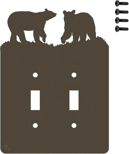 Miniatura 22 de Bear - Placa de pared para interruptor de luz de palanca doble (palanca doble, negro) - Fabricado en Estados Unidos