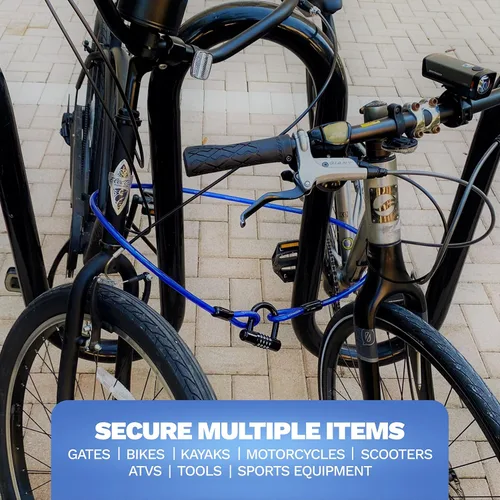 Miniatura 6 de DocksLocks Juego de candado de cable de seguridad (5' a 25') extremos en bucle, resistente a la intemperie, cerradura compacta sin llave en U