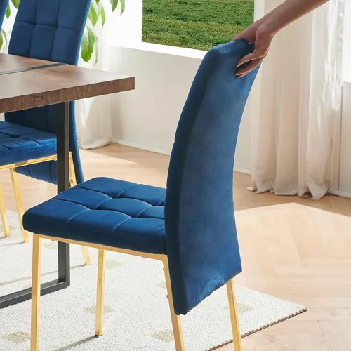 Miniatura 7 de NORDICANA Juego de 4 sillas de comedor tapizadas de terciopelo para cocina clásica, con respaldo alto, sillas auxiliares copetudas de cola de Negro