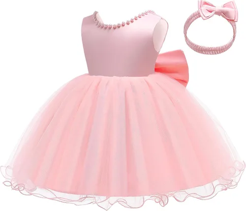 Miniatura 4 de LZH Vestido de encaje con volantes y lazo sin espalda con sombrero, para concurso, fiesta, flores, vestidos de novia