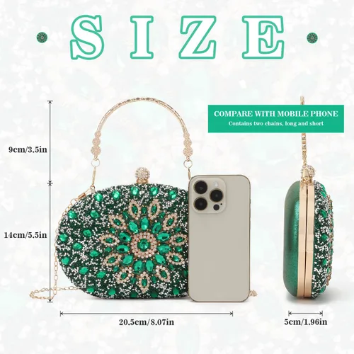 Miniatura 5 de LUI SUI Bolso de mano de noche con diamantes de imitación para mujer, bolsa de mano con diamantes brillantes y brillantes, bolsa de fiesta de boda