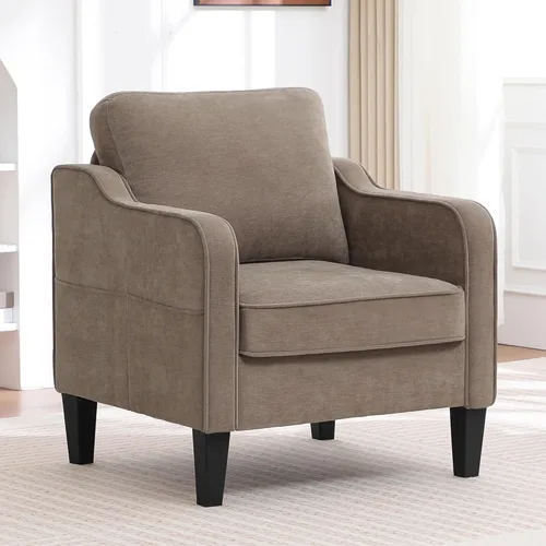 Miniatura 18 de Silla decorativa para sala de estar, silla de lectura moderna de mediados de siglo para dormitorio, sillón tapizado con bolsillos laterales, cómodo